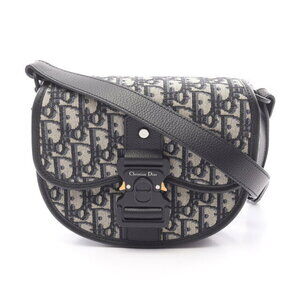 Dior GALLOP Oblique Shoulder Bag Canvas Leather Beige Navy Blue